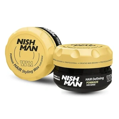 Image de Nishman Hair Styling Pomade Wax Pommade De Cire Capillaire Flexible Pour Une Tenue Et Brillance Puissantes Parfaite Un Coiffage Fort (150ML, W11 Sens du Soleil)