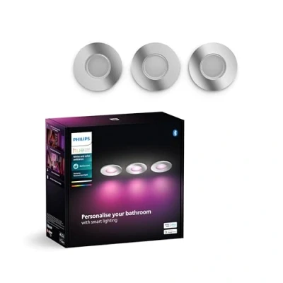 Image de Philips Hue Spot encastré LED Xamento chrome Ø 9,4cm CCT RVB 3 pièces