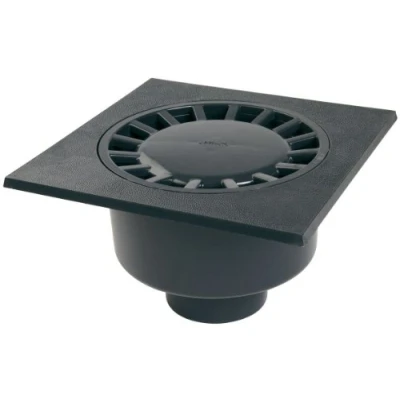 Image de siphon de cour 250 x mm a emboîture extérieure sortie verticale nicoll sc891 gris foncé