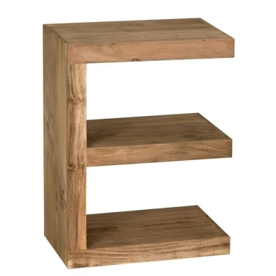 Image de FineBuy Table d&#039;appoint Bois Massif Acacia 45 x 60 30 cm Basse Salon Bout de canapé est Capacité Charge par Plaque: kg en
