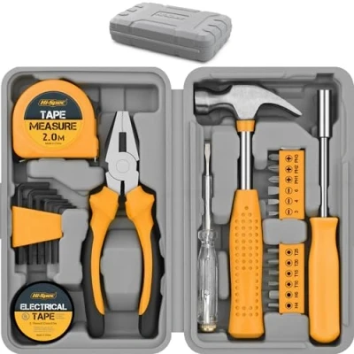 Image de Hi Spec Kit d&#039;Outils DIY 24pc Jaune. Petite Boîte à Outils Idéale pour Débutants, la Maison &amp; le Bureau