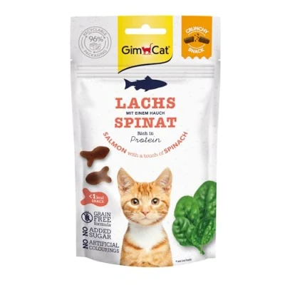 Image de GimCat Crunchy Snacks Saumon et épinards Friandise pour Chat croustillante Riche en protéines 1 Sachet (1 x 50 g)
