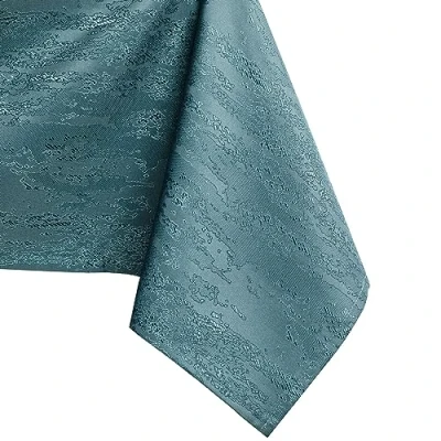 Image de AmeliaHome Nappe de Table Effet Lotus déperlant Polyester Pétrole Vesta 100x100 cm
