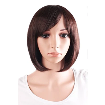 Image de MapofBeauty 12 Pouce/30cm Synthétique Cheveux BOBO Courtes Droites Perruques (Sombre Brun)