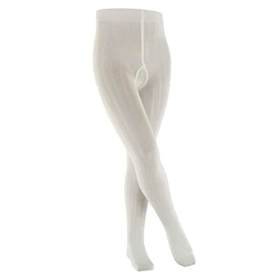 Image de FALKE Classic Rib K TI coton unis 1 paire, Collants Mixte enfant, Blanc (Off White 2040), 110 116