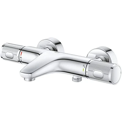 Image de GROHE Mitigeur thermostatique douche Precision Feel, montage mural, indicateur de température, filtres intégrés, poignées métalliques, rosaces incluses, chromé, 34788000 (Import Allemagne)