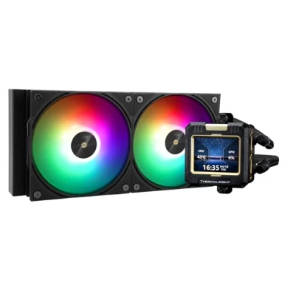Image de Thermalright FW 240 Noir ARGB Refroidisseur à eau pour processeur avec 2 ventilateurs PWM, IPS 320 x résolution écran LCD, de liquide AMD/Intel PC Aio