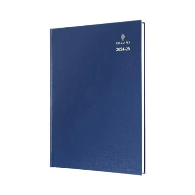 Image de Collins Agenda de bureau standard, format A4, 1 jour par page, année académique 2024 25 (rendez vous), papier FSC Bleu Journal quotidien mi pour étudiants, enseignants 44M.602425