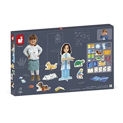 Image de Janod Un Jour… Le Vétérinaire Jouet d&#039;Imitation Métier 40 Accessoires Inclus Grands Personnages 65 cm Développe l&#039;imagination Certifié FSC dès 3 Ans, J06622