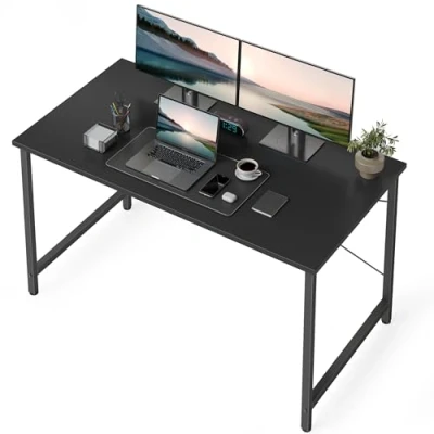Image de CubiCubi Petit Bureau Simple Informatique 120 * 60 75 cm Table Moderne Gaming Stable Barres X, à Cadre en Acier Robuste pour Travailler, Etudier, Jouer, Chambre, Domicile, Noir