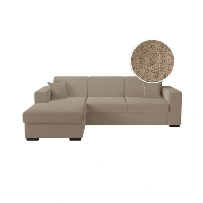Image de Canapé d&#039;angle FUJI XL convertible avec coffre en tissu bouclette Angle gauche Taupe