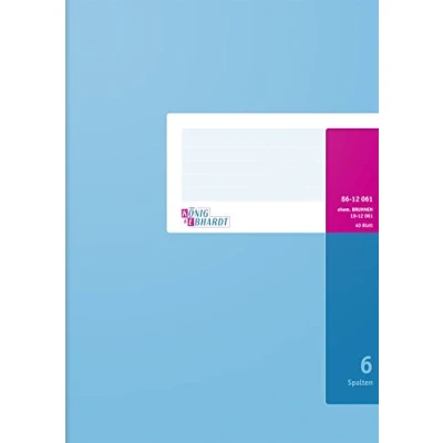 Image de König &amp; Ebhardt und 8612061 Carnet à colonnes (arc, 6 colonnes, format A4, 210 x 297 mm, 40 feuilles) Bleu clair/magenta
