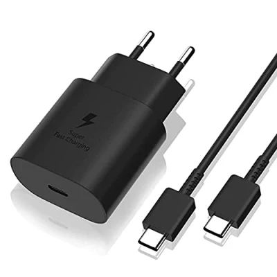 Image de Chargeur Rapide 25W + Cable Compatible avec Samsung S24/S23 FE/A25/A54/A34/A14/S23/S22/S22 Plus/Zflip 6/Zfold 6/Zflip 5/Zfold 5/Z Flip 4/Z Fold 4/S21 FE/S21/S21 PLUS/S20 FE/S20/A53/A52 Phonillico®