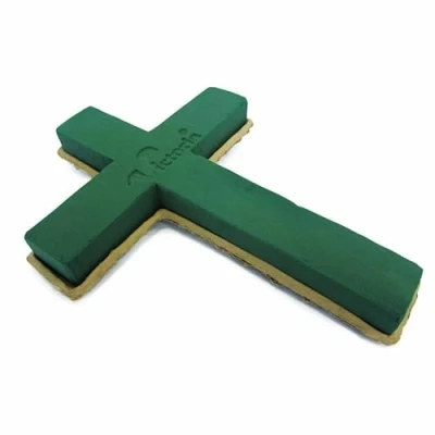 Image de Creativery Mousse à fleurs humide en forme de croix 40 x 30 5 cm avec support écologique Pour fleuristes professionnels et amateurs Éponge fraîches respectueuse l&#039;environnement