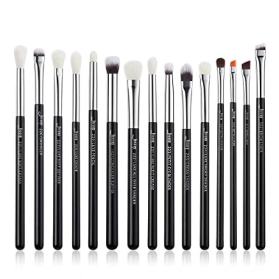 Image de Jessup pinceaux de maquillage ensemble pinceau 15 pièces noir/argent Eye Liner Shader cheveux naturels synthétiques