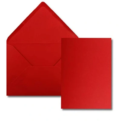 Image de Lot de 25 Cartes Avec Enveloppes simples au format A5 (14,8 x 21 cm) C5 (15,4 22 fermeture par collage humide Rouge rosé