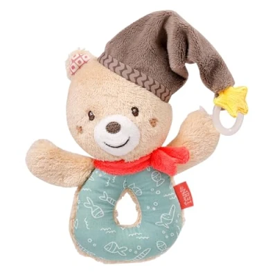 Image de Fehn 060164 Hochet Anneau Ours avec Attache Tétine pour Bébés et Tout Petits dès 0 Mois Taille 13 cm