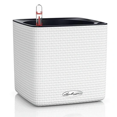 Image de Lechuza Pot de Fleurs d’Extérieur et d&#039;Interieur Cube Color Réserve d&#039;Eau Intégrée Coloris Blanc 17 x 16 cm
