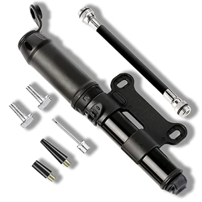 Image de Aweskmod Mini Pompe à Vélo [140 PSI] Adaptée aux valves Presta et Schrader，Léger en Alliage d&#039;Aluminium pour Mains Portable Vélo, VTT, BMX, Moto,Balle