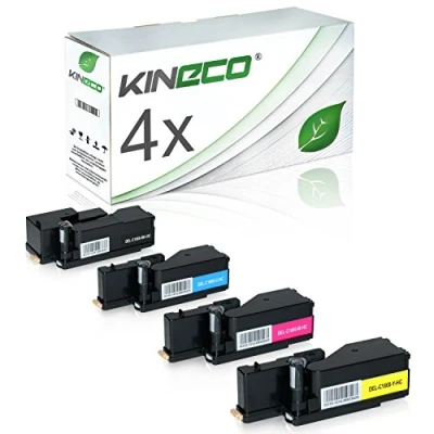 Image de Kineco Pack de 4 Cartouches Toner Compatible avec Dell C1660 HC Noir, Cyan, Magenta, Jaune C 1660 w