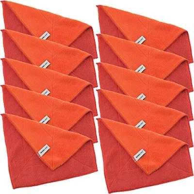 Image de Kochblume 1 3 5 10 Lot de chiffons nettoyage en microfibre 30 x cm Capacité capture jusqu&#039;à 300 ml, rouge orange, 10er Set