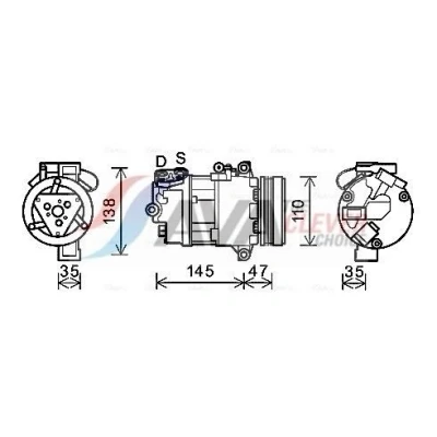 Image de PRASCO BWAK395 Compresseur De Climatisation CSV613C R 134a BMW: 3 Berline, X3, Coupe