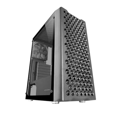 Image de Mars Gaming MC iPRO, Boîtier Professionnel ATX, Grille Frontale 3D Mesh, Fenêtre Latérale Verre Trempé, Ventilateur FDB Silencieux 12cm, PC avec Support de Refroidissement Liquide, Noir