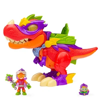 Image de SUPERTHINGS V Rex Superdino Articulated Villain Dinosaur with Lights and Sound Effects, 1 Exclusive Kazoom Kid SuperThing