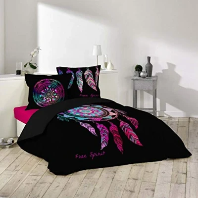 Image de douceur d&#039;intérieur, Parure 3 Pièces (240 x 220 cm) Porte Bonheur, 100% Coton