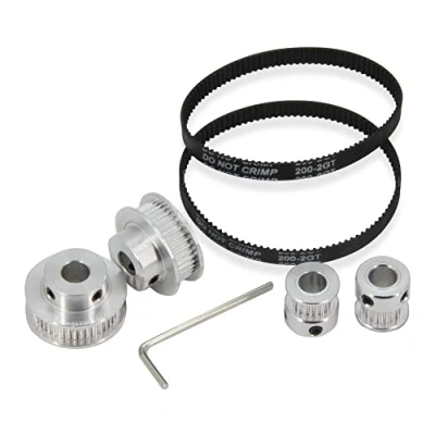 Image de Zeberoxyz 2 pièces ensemble GT2 roue synchrone 20&amp;40 dents 8mm alésage poulie de distribution en aluminium avec longueur 200mm largeur 6mm ceinture (20 40T 8B 6)