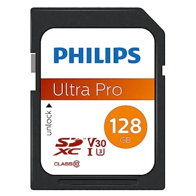 Image de Philips Ultra Pro Carte SDXC 128 Go UHS I U3, Vitesse de Lecture jusqu&#039;à 100 Mo/s, V30, mémoire pour Appareil Photo, Tablette, Ordinateur Personnel, Lecteur Carte, vidéo 4K UHD