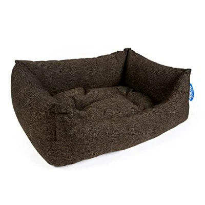 Image de duvoplus, Panier Rectangle King Brown 45x60x22cm Brun, Coussin rembourré, Larges rebords Confortables, Position Confortable, Convient au à Chien, Lavable 30C, Design élégant
