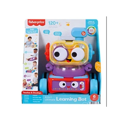 Image de Fisher Price Robot d&#039;éveil 4 en 1 Bébé et Enfant Lumière, Musique, Contenu Éducatif Interactif, Transformable, Évolutif Cadeau dès 6 Mois, Version: Espagnol, HCK45