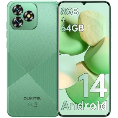 Image de OUKITEL C53 Smartphone Débloqué 2024 Téléphone Portable Android 14, Écran 6.6&quot;HD+/60Hz Pas Cher, 8Go+64Go/TF 1To, Octa core, Batterie 4300mAh, Telephone 4G Dual SIM/13MP/GPS vert