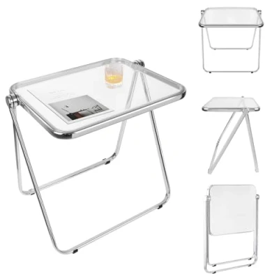 Image de OHMG Table Pliable,Table Pliante en Acrylique Transparent,Tables de Pique Nique,Idéale pour Petit Bureau,Table d&#039;appoint ou Bureau d&#039;ordinateur,Le Bureau,la