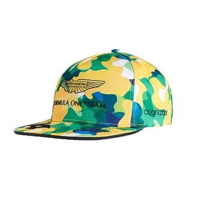 Image de Aston Martin Formula One Team 2023 Casquette de baseball Fernando Alonso Brazil GP édition spéciale Marchandise officielle Vert/blanc/jaune