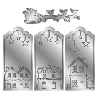 Image de Gemini GEM MD SANRO Elements Matrice de découpe en métal Motif Père Noël sur Les toits, Argenté, Taille unique