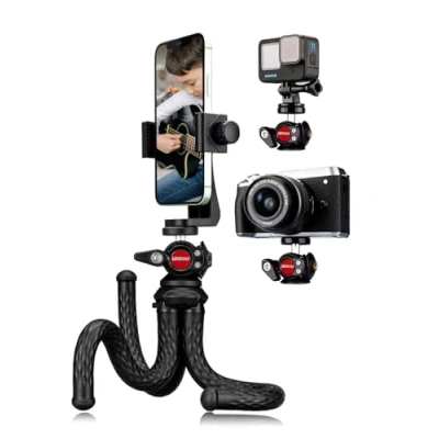 Image de Lammcou Trépied Smartphone Flexible Mini Trepied Appareil Photo Go Pro Gorilla Octopus Trepieds Reflex Portable Voyage pour Vlogging Caméra DSLR Tripod