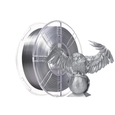 Image de iBOSS PLA Plus (PLA+) Filament d&#039;imprimante 3D ensoie brillante 1,75 mm, précision dimensionnelle +/0,02 bobine de 1 kg (2,2 lbs) d&#039;impression3D pour imprimante 3D, Silk Argenté