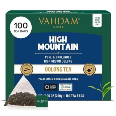 Image de VAHDAM, High Mountain Thé Oolong (100 Sachets De Pyramid) 100% Naturel Directement La Source En Inde Infusion Chaude/Glacée