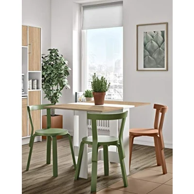 Image de Papillon, Table pliante avec 2 abattants, en Panneaux de Particules Melaminés, Chene Marbre, 103/67/28x76x73,4 (LxPxA)