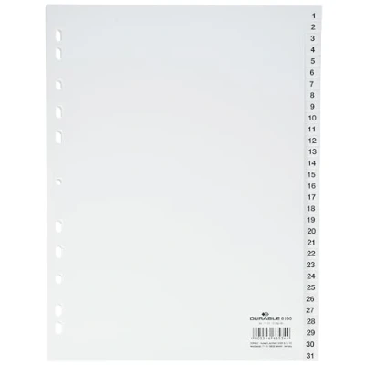 Image de Durable 616002 Intercalaires de Numéro (Polypropylènes, A4 Portrait,Index 1 31, entièrement Couvert, Perforation Universelle) Unité(S) Blanc