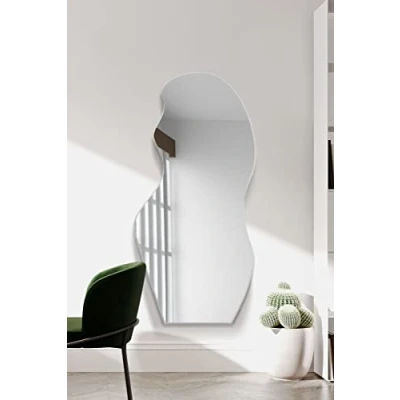 Image de MirrorOutlet The Lacuna Miroir Mural Moderne sans Cadre pour Bassin 120 x 50 cm Argenté avec Dos en Bois Noir Bordure polie