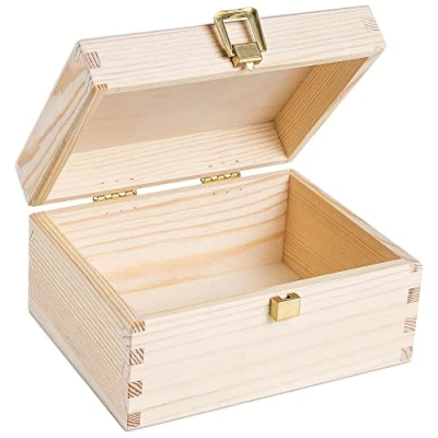 Image de Creative Deco Boite de Rangement Noel en Bois avec Fermoir 21,4 x 13,8 10 cm (+/ 1 cm) Non Peint et Brut Coffre Noël Coffret Cadeau