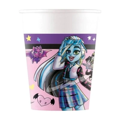 Image de ALMACENESADAN, 5054 Lot de 8 gobelets en carton Idéal pour les fêtes et anniversaires sous licence Monsters High Capacité : 220 ml verres