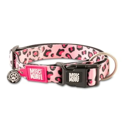 Image de Max &amp; Molly Collier pour Chien en néoprène rembourré Doux avec étiquette de sécurité Smart ID Gotcha! QR Animal Domestique, Durable, imperméable, Anti odeurs, Lavable Machine, Motif léopard