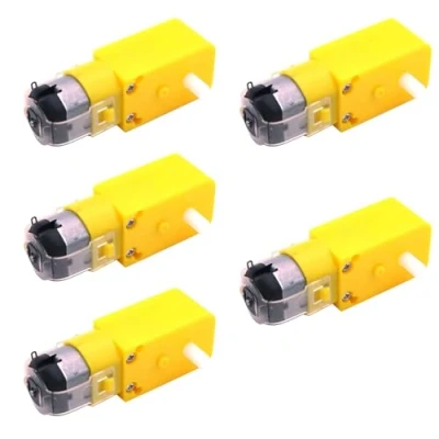 Image de POFET Lot de 5 Mini DC électrique Boîte Vitesses à Double Arbre Engrenages TT Moteur Pneus en Plastique Roue 3 6V pour Arduino 1:48 Robot Voiture Intelligente