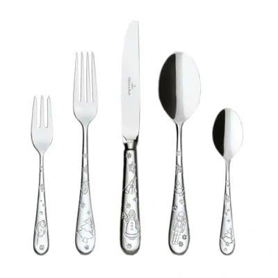 Image de Villeroy &amp; Boch Toy’s Delight couverts de table 30 pcs, ensemble en acier inoxydable, 6 cuillères, fourchettes, couteaux, cuillères à café et fourchettes gâteau, résistant au lave vaisselle