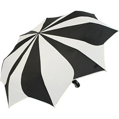 Image de Pierre Cardin Parapluie de poche automatique pour femme Tournesol, Noir et blanc., 101 cm, avec ouverture fermeture