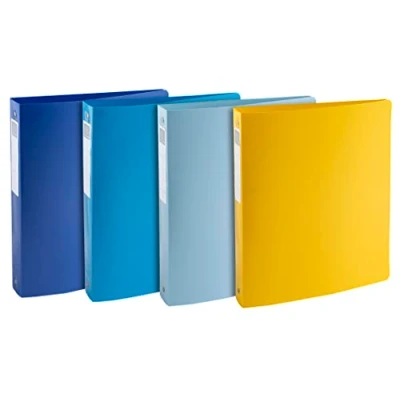 Image de Exacompta Réf. 51140E Lot de 4 classeurs semi rigides Bee Blue anneaux ronds diamètre 30 mm dos 40 dimensions extérieures 32 x 26,8 cm format à classer A4 maxi couleurs assorties